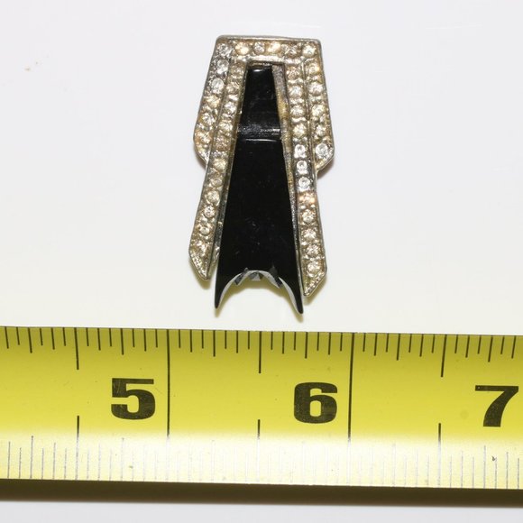 Black and Clear Rhinestone Shirt Dress Clip - Picture 9 of 9